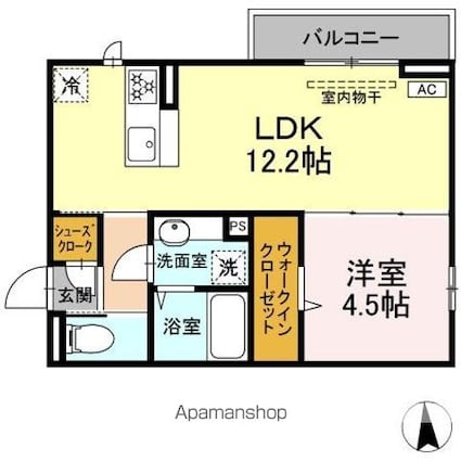 ＧＲＡＮＤ　ＤーＲＯＯＭ高宮北Ｅ[1LDK/40.29m2]の間取図