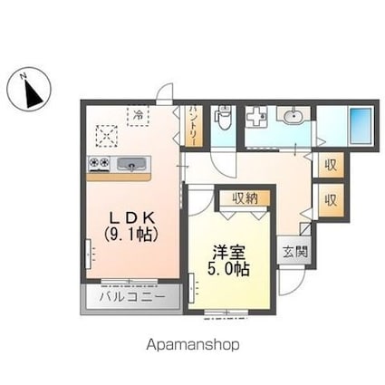 滋賀県彦根市高宮町[1LDK/41.32m2]の間取図