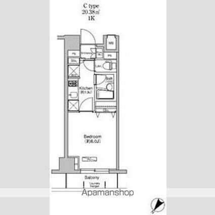 プラウドフラット荻窪Ⅱ[1K/20.38m2]の間取図