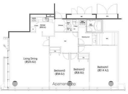 浜松町スクエア　ｓｔｕｄｉｏ[3LDK/127.52m2]の間取図