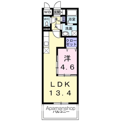 ヴェルジール[1LDK/41.93m2]の間取図