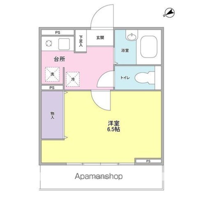 宮前パールハイツＡ[1K/22.77m2]の間取図