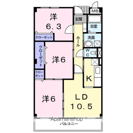 ベルブリーズ[3LDK/65.58m2]の間取図