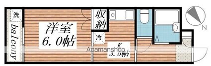 サングレース千歳台[1K/24.76m2]の間取図