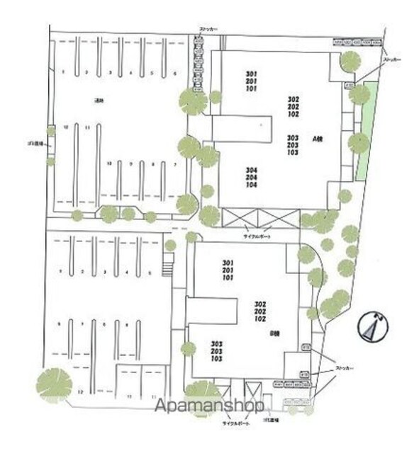 メゾンこころ　Ｂ棟[2LDK/63.75m2]の配置図