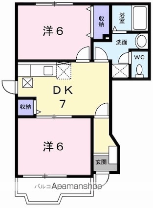 ブレアリーアイランド[2DK/44.34m2]の間取図