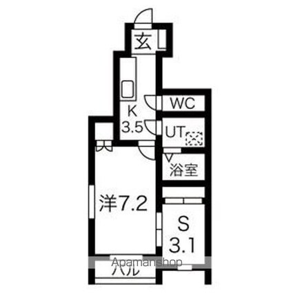 ｌａ　ｖｉｅ　ｂｅｌｌ（ラヴィベル）Ⅰ棟（旧　六丁の目南町集合）[1K/34.13m2]の間取図