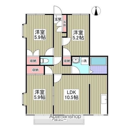 グランデュール瀬戸岡[3LDK/60.68m2]の間取図