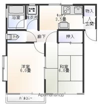 晴優コーポ[2K/34.78m2]の間取図