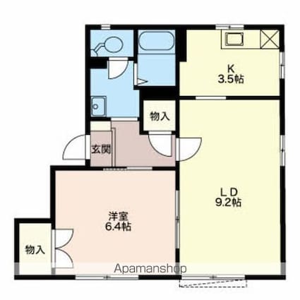 フレグランスグレープ　Ｂ棟[1LDK/43.75m2]の間取図