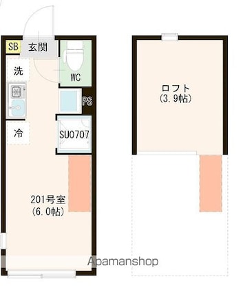 東京都練馬区上石神井２丁目[1R/13.16m2]の間取図