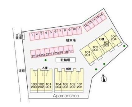 香川県高松市東山崎町[1R/32.94m2]の配置図