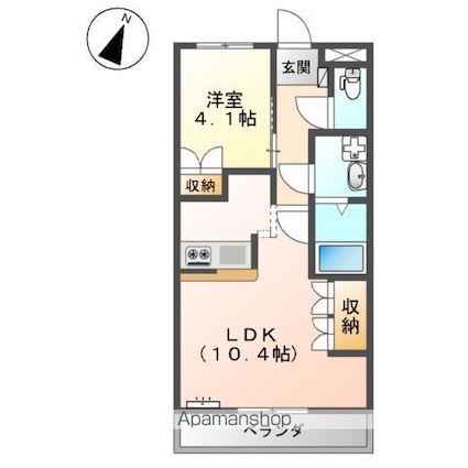 プロニティーＭＡＢＩ　２[1LDK/36m2]の間取図