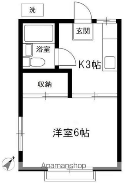 東京都世田谷区給田２丁目[1K/19.87m2]の間取図