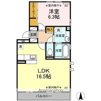 グローリアス　ＩＩＩ[1LDK/53.48m2]の間取図