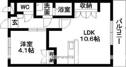 ソレアード[1LDK/36m2]の間取図
