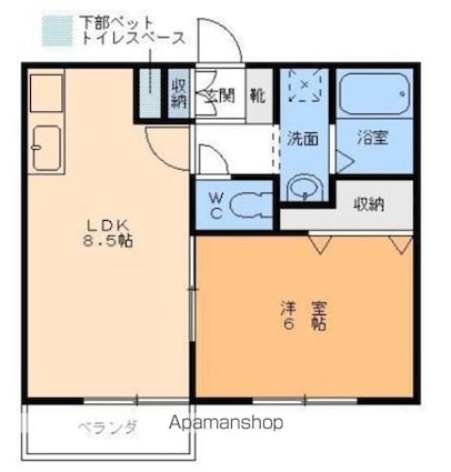 ソレジオ福角[1LDK/35.91m2]の間取図