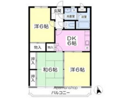 ライフマンションＡ[3DK/56.85m2]の間取図