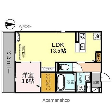 Ｊ’ｆｏｒｔ京都山科Ⅱ[1LDK/42.79m2]の間取図