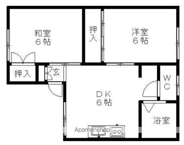 パレーシャル・五十石[2DK/39.74m2]の間取図