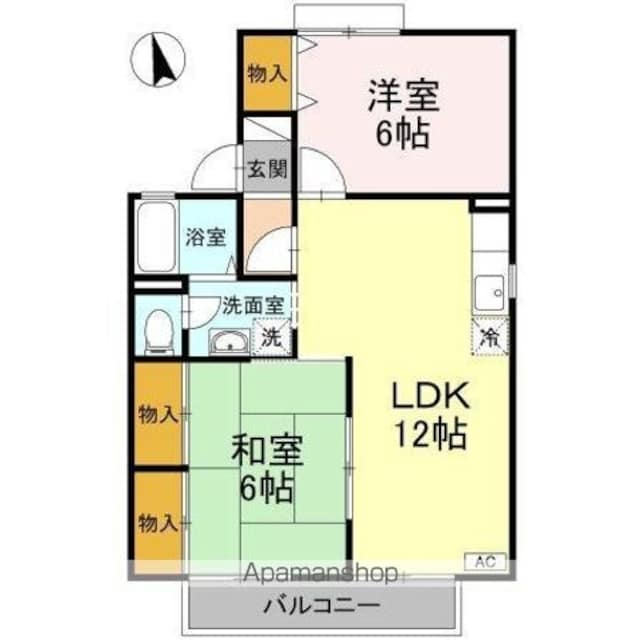 サンタウン円座　Ｅ棟[2LDK/53.46m2]の間取図
