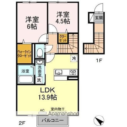 ウルスカンパーニュ[2LDK/59.57m2]の間取図