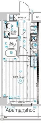 フュージョナル東墨田[1K/25.92m2]の間取図