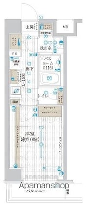 フュージョナル浮間舟渡[1K/25.77m2]の間取図
