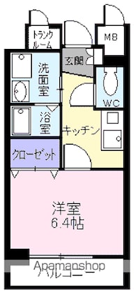 プラシード輝[1K/24.76m2]の間取図