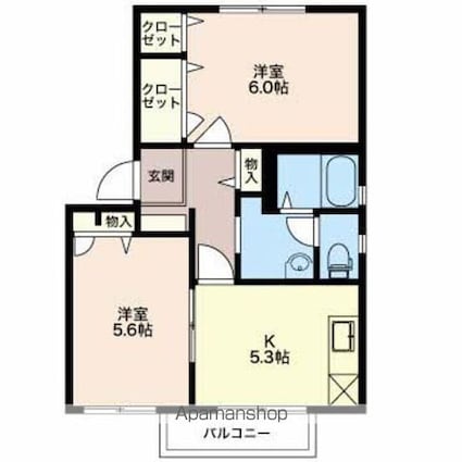 フォーレスグリシーヌ[2K/42.72m2]の間取図