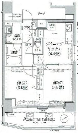 東京都台東区下谷３丁目[2DK/43.8m2]の間取図