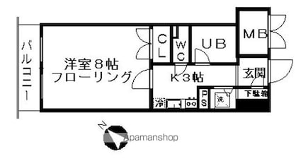 クレール目黒[1K/25.2m2]の間取図