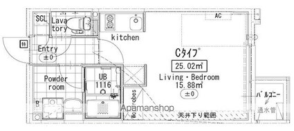 プライマル駒沢大学[1R/25.02m2]の間取図