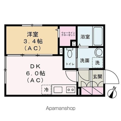 エルファーロ笹塚Ⅱ[1DK/25.2m2]の間取図