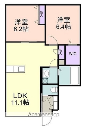 グリナージュガーデンＮⅡ[2LDK/56.84m2]の間取図