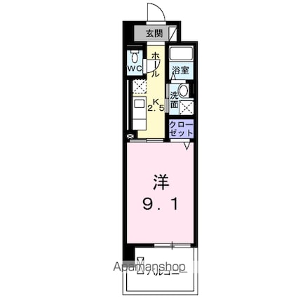 サン住吉Ⅱ[1K/30.96m2]の間取図