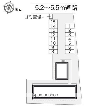 レオパレスメルベーユ松原[1K/22.02m2]の配置図