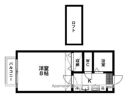 ベルパーク南吉成Ｂ[1K/23.59m2]の間取図
