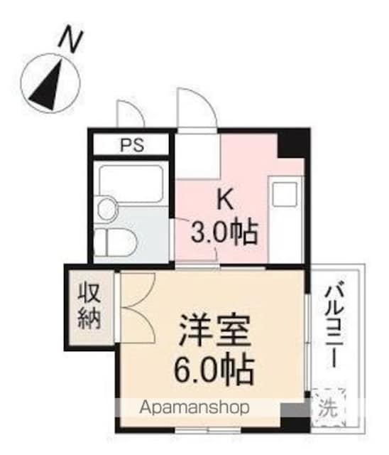 コーポ松岡[1K/20.06m2]の間取図