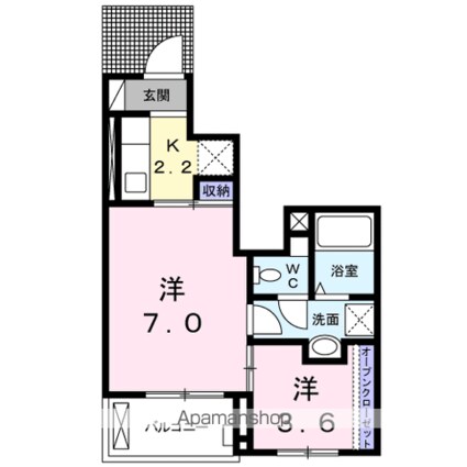 パークサイド　あけぼの[1K/30.85m2]の間取図