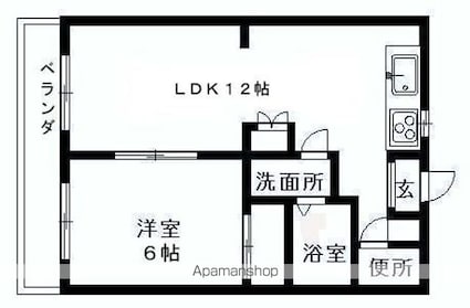 ローズハイツ[1LDK/39.74m2]の間取図