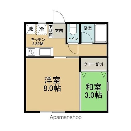 ベルシティ[1K/32.29m2]の間取図