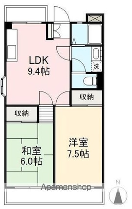 ラフィネ・ノワール高松[2LDK/54.72m2]の間取図