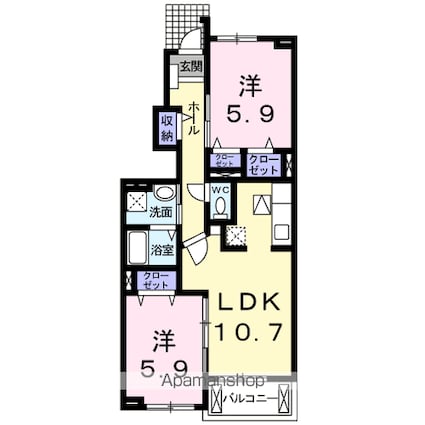 サニーヴィラ　Ⅲ[2LDK/55.42m2]の間取図