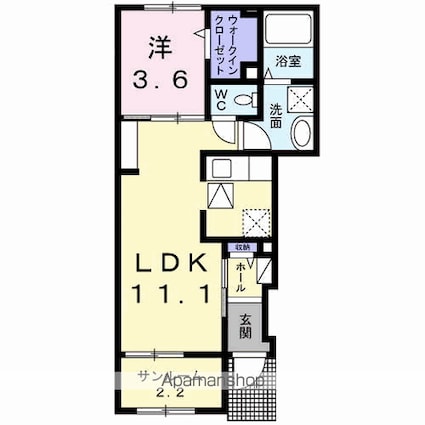フォルシュ３丁目　Ⅱ[1LDK/41.53m2]の間取図