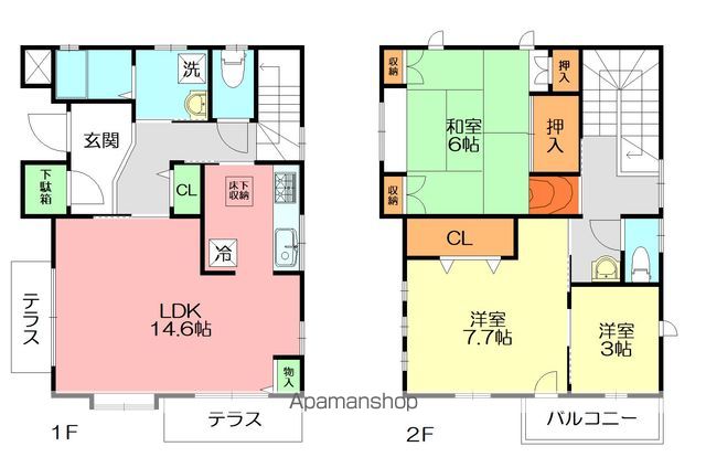 厚木市 2階建 築26年の間取り写真