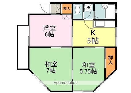 グリンヒルミハラ[3K/52.89m2]の間取図