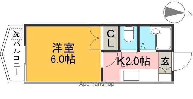 高知県高知市新田町[1K/19.44m2]の間取図