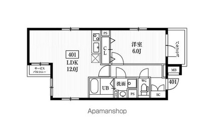 エルファーロ神楽坂[1LDK/42.24m2]の間取図