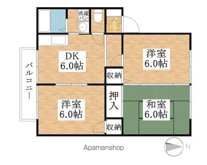 メゾンドール小木[3DK/39.6m2]の間取図